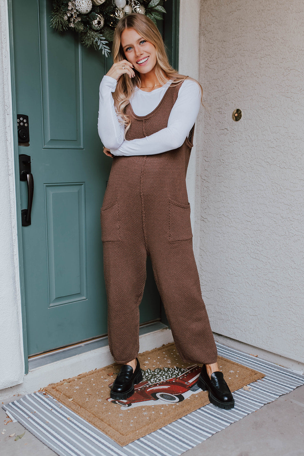 THE HARTLEY SWEATER JUMPSUIT IN BROWN