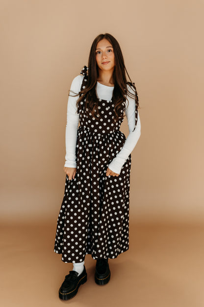 THE JENNA POLKA DOT DRESS IN BROWN