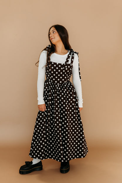 THE JENNA POLKA DOT DRESS IN BROWN