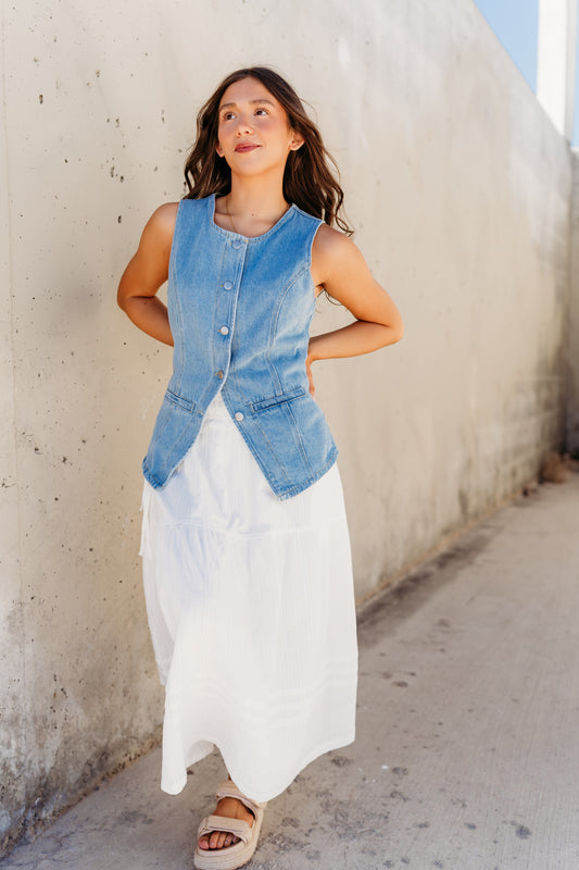 THE GINGER BUTTON FRONT DENIM VEST