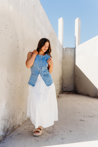 THE GINGER BUTTON FRONT DENIM VEST
