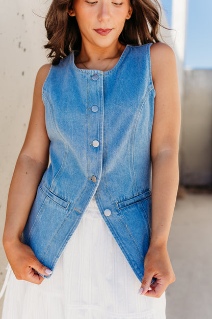 THE GINGER BUTTON FRONT DENIM VEST