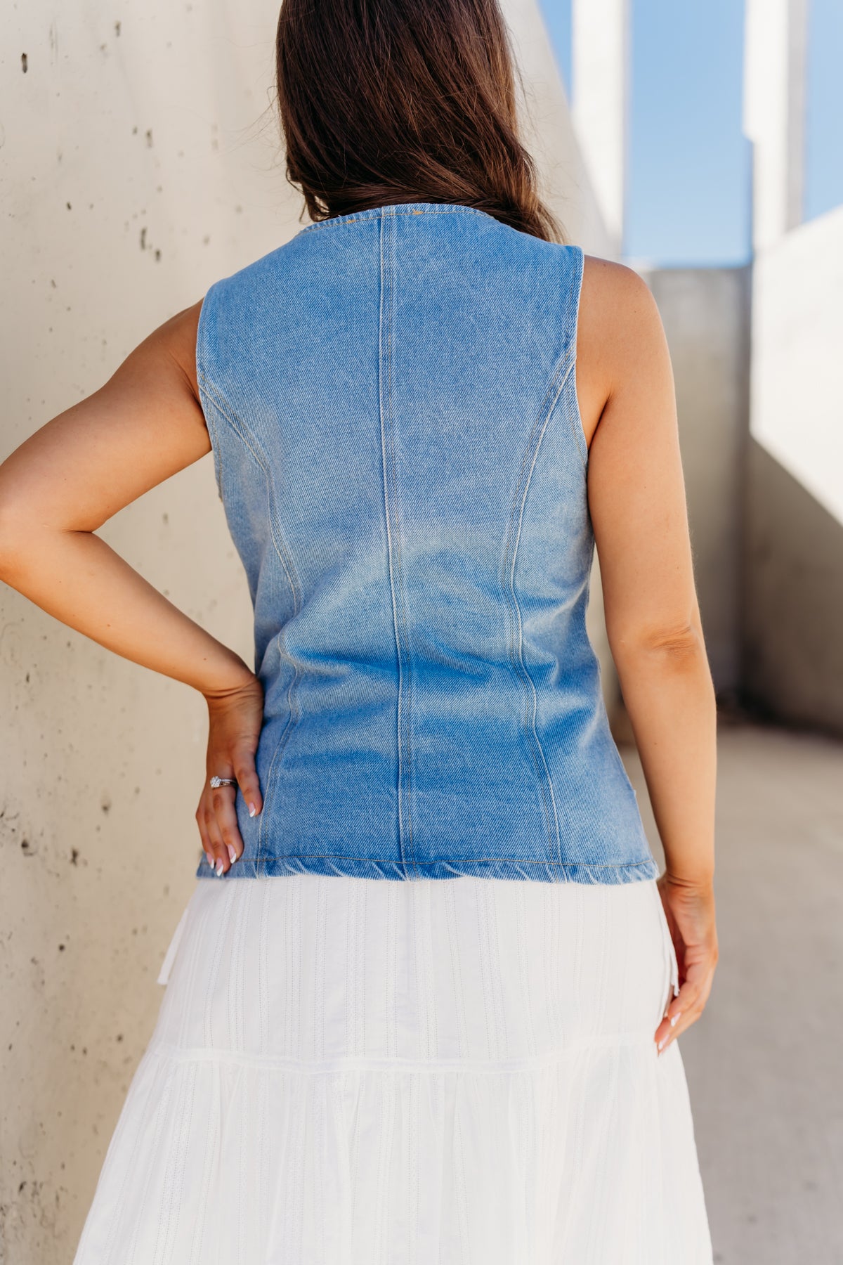 THE GINGER BUTTON FRONT DENIM VEST