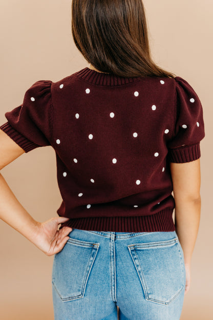 THE PEYTON POLKA DOT SWEATER IN PLUM