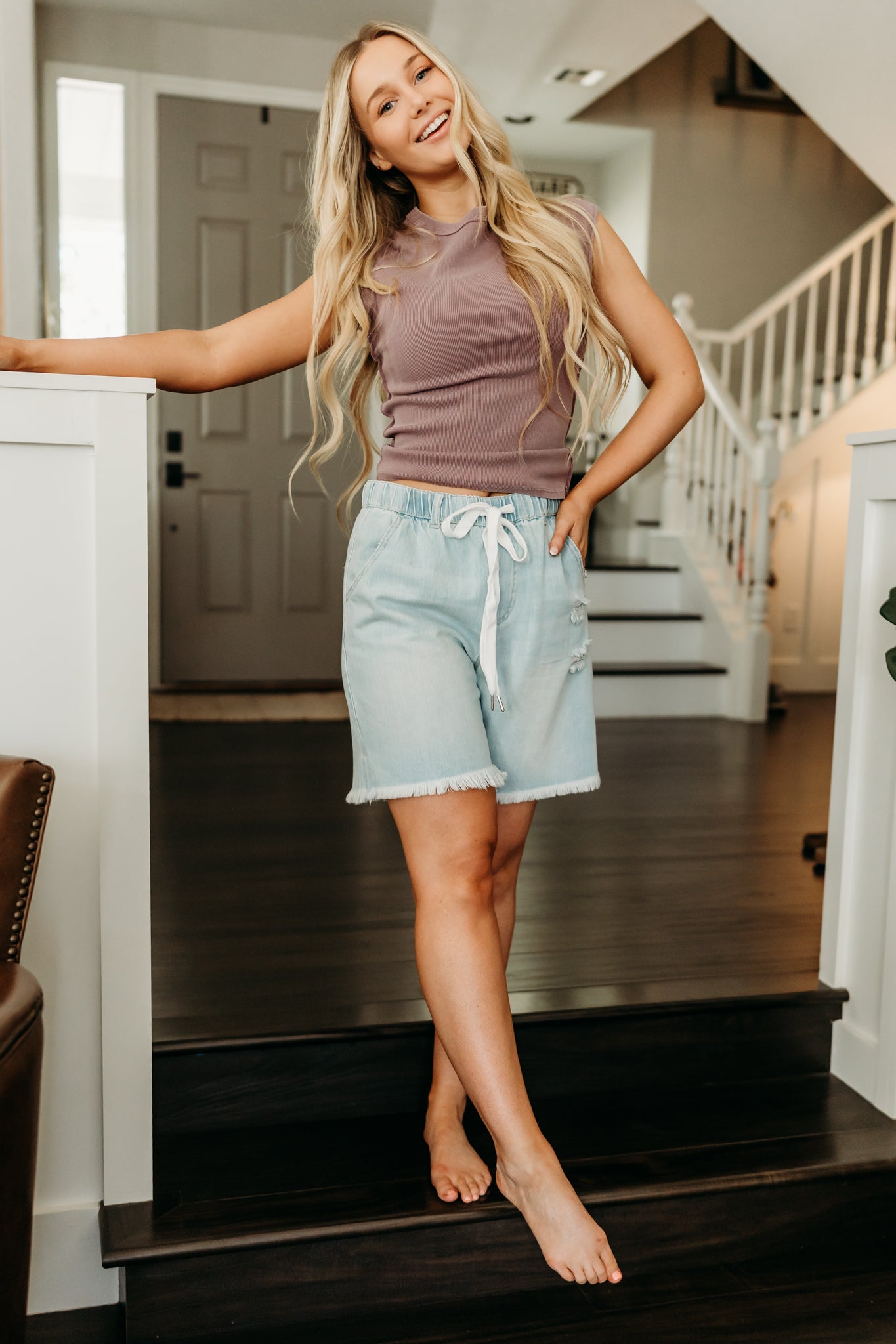 THE BLAKELY HIGH RISE BOYFRIEND SHORTS IN LIGHT DENIM