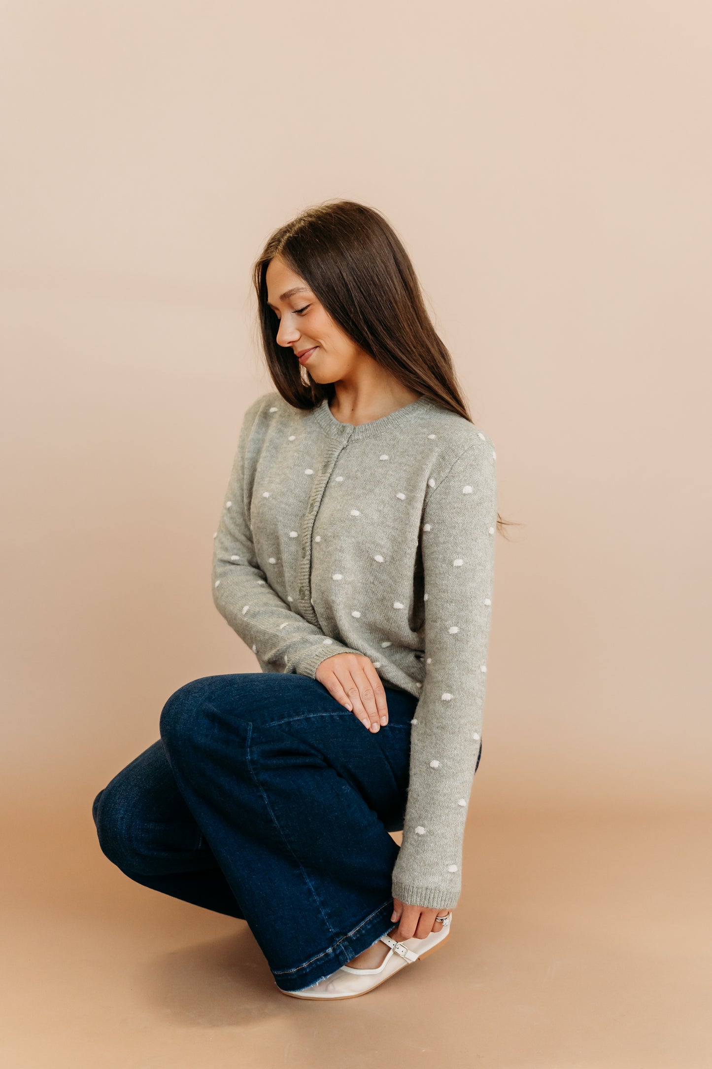 THE AELIN POLKA DOT SWEATER IN SAGE