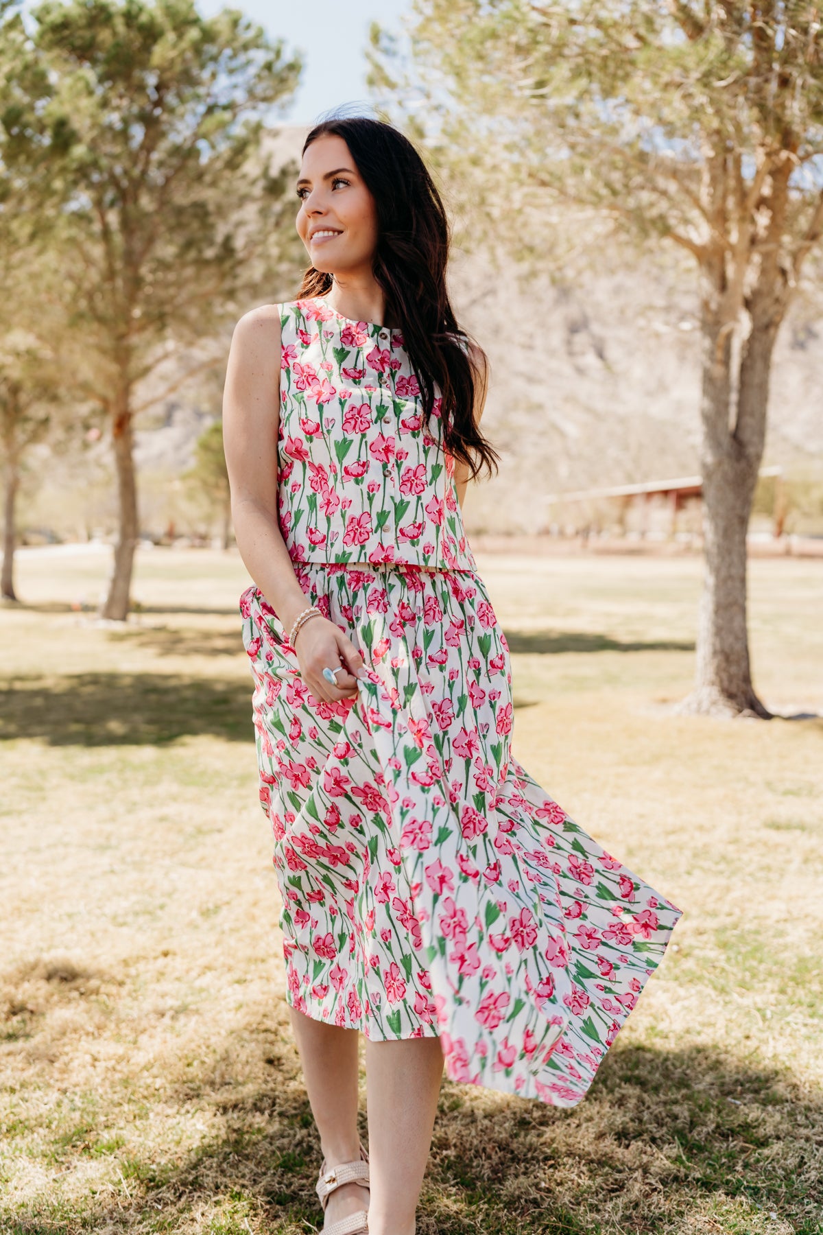 THE JANSYN FLORAL SKIRT IN PINK