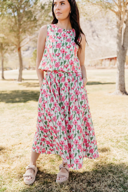 THE JANSYN FLORAL SKIRT IN PINK