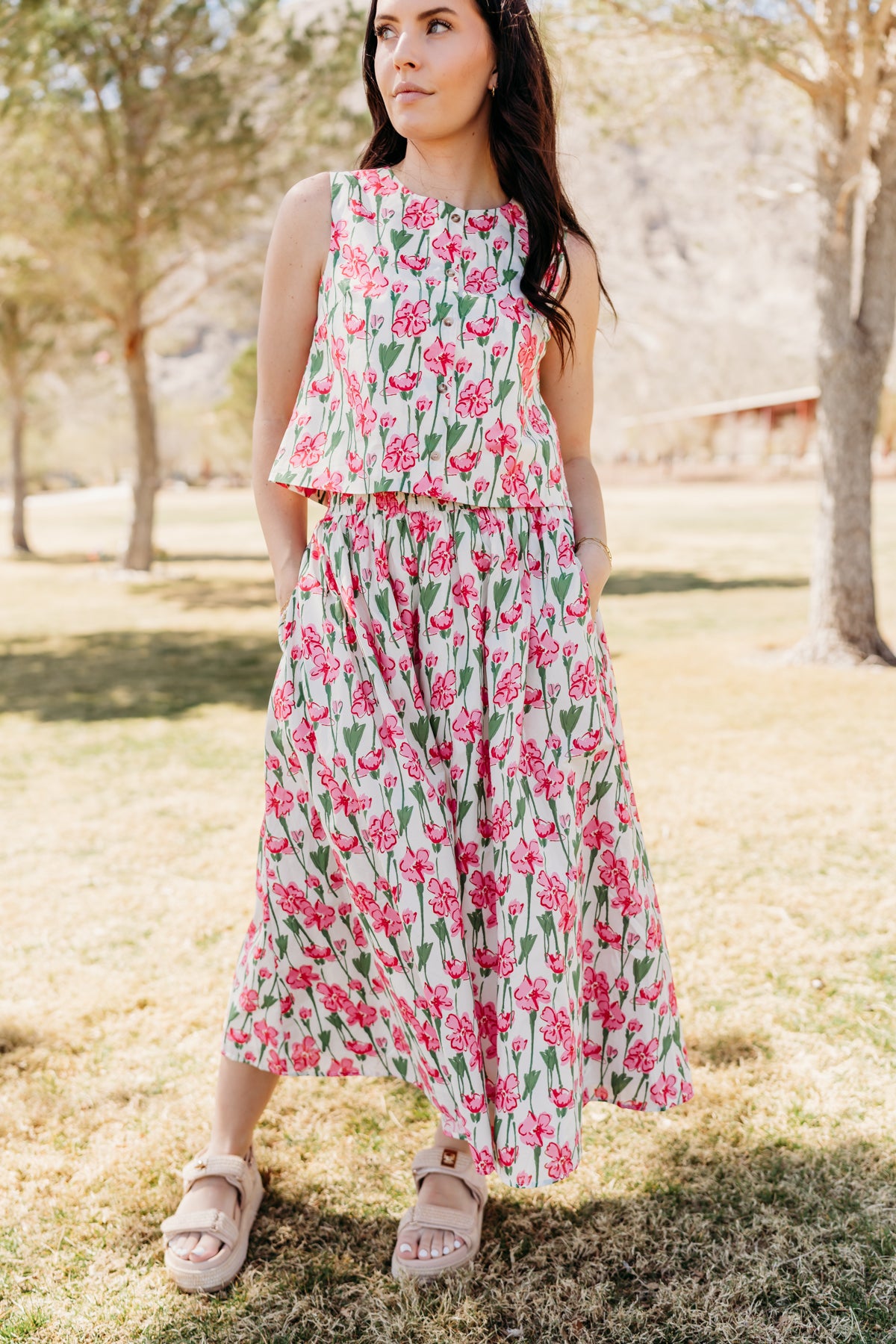 THE JANSYN FLORAL TANK IN PINK