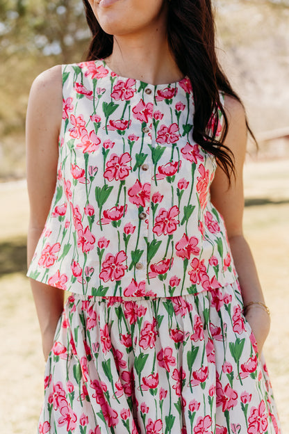 THE JANSYN FLORAL SKIRT IN PINK