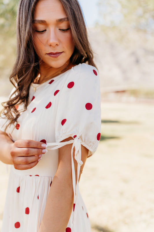 THE KODA POLKA DOT MINI DRESS IN CREAM