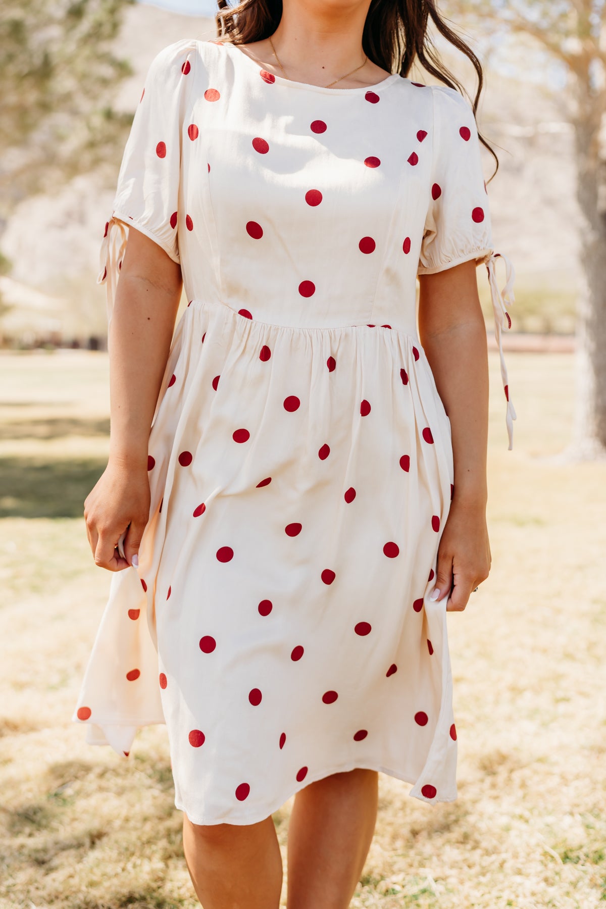 THE KODA POLKA DOT MINI DRESS IN CREAM