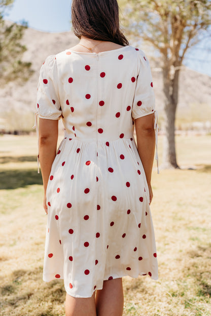 THE KODA POLKA DOT MINI DRESS IN CREAM