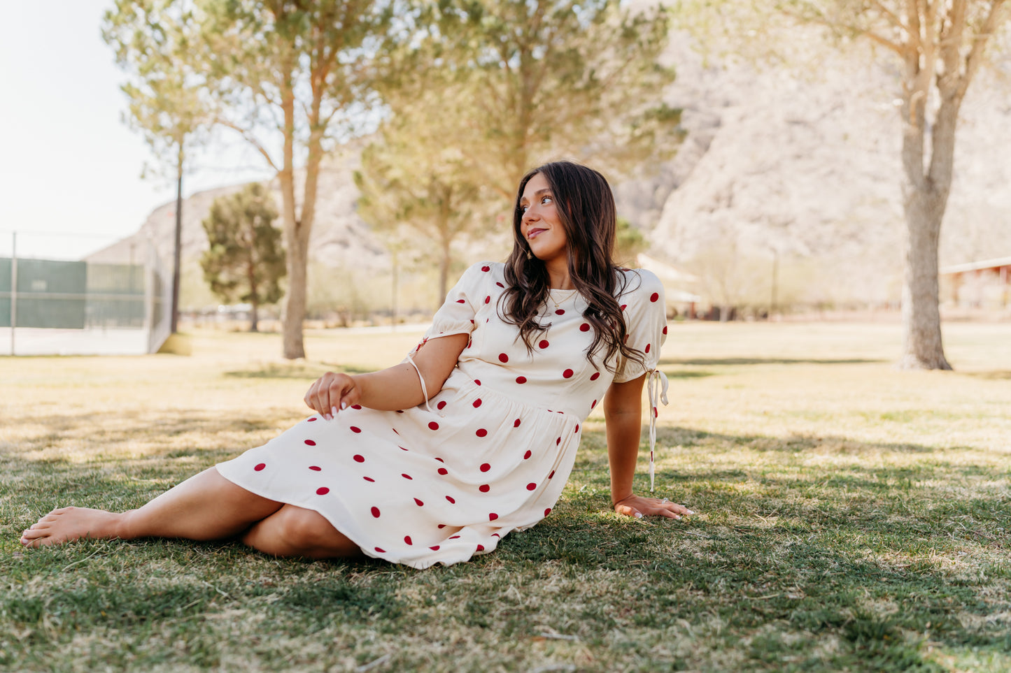 THE KODA POLKA DOT MINI DRESS IN CREAM