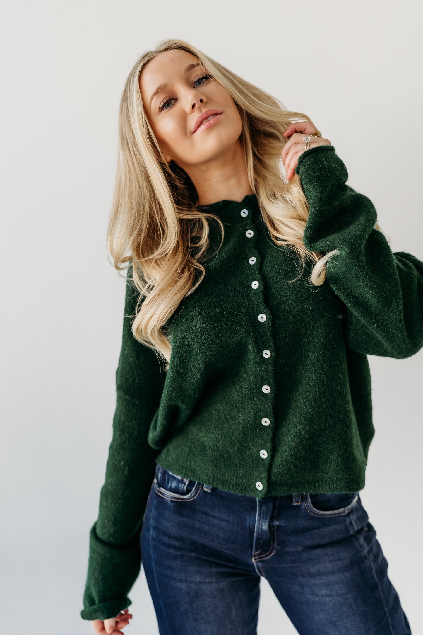 THE CAMPBELL CARDIGAN IN DEEP GREEN