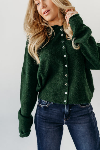 THE CAMPBELL CARDIGAN IN DEEP GREEN