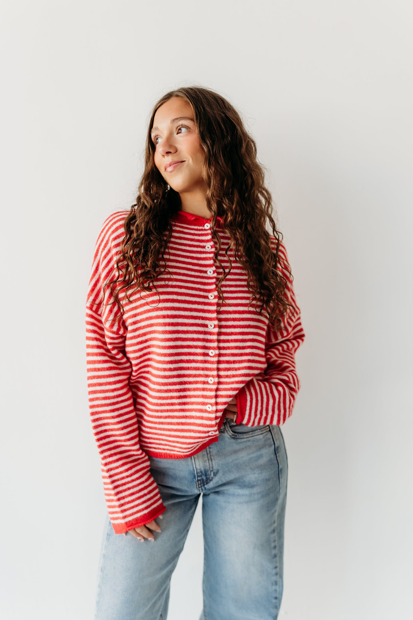 THE CAMPBELL CARDIGAN IN RED STRIPE
