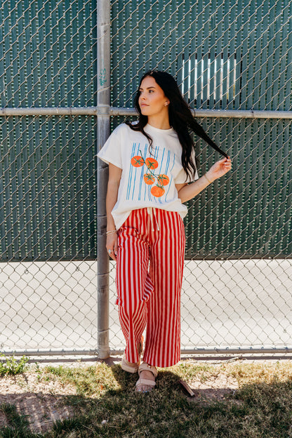 THE TOMATO STRIPE GRAPHIC TEE IN WHITE