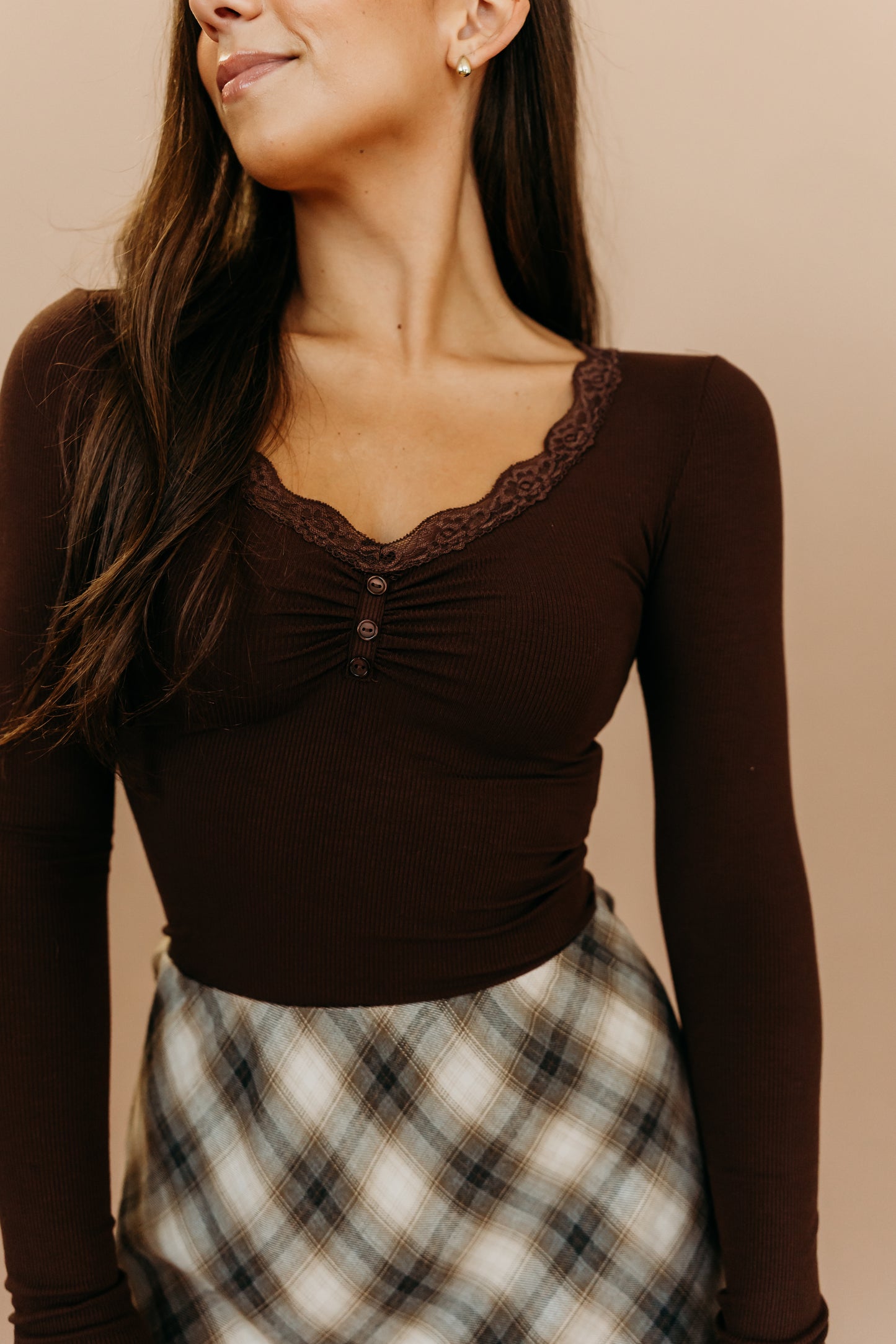 THE BENNY LACE LONG SLEEVE IN BROWN