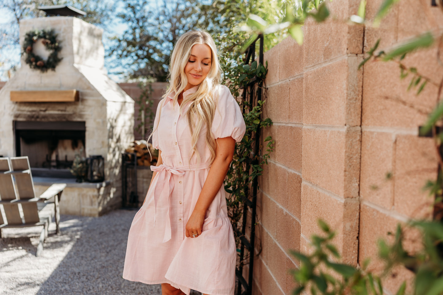 THE ALEXIS BUTTON FRONT DRESS IN PINK