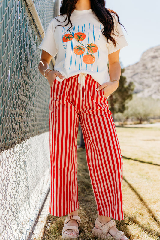 THE MADDY STRIPED DRAWSTRING PANTS IN PINK