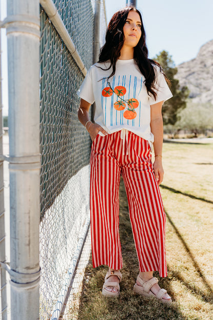 THE MADDY STRIPED DRAWSTRING PANTS IN PINK