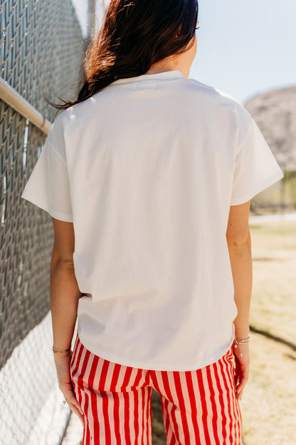 THE TOMATO STRIPE GRAPHIC TEE IN WHITE