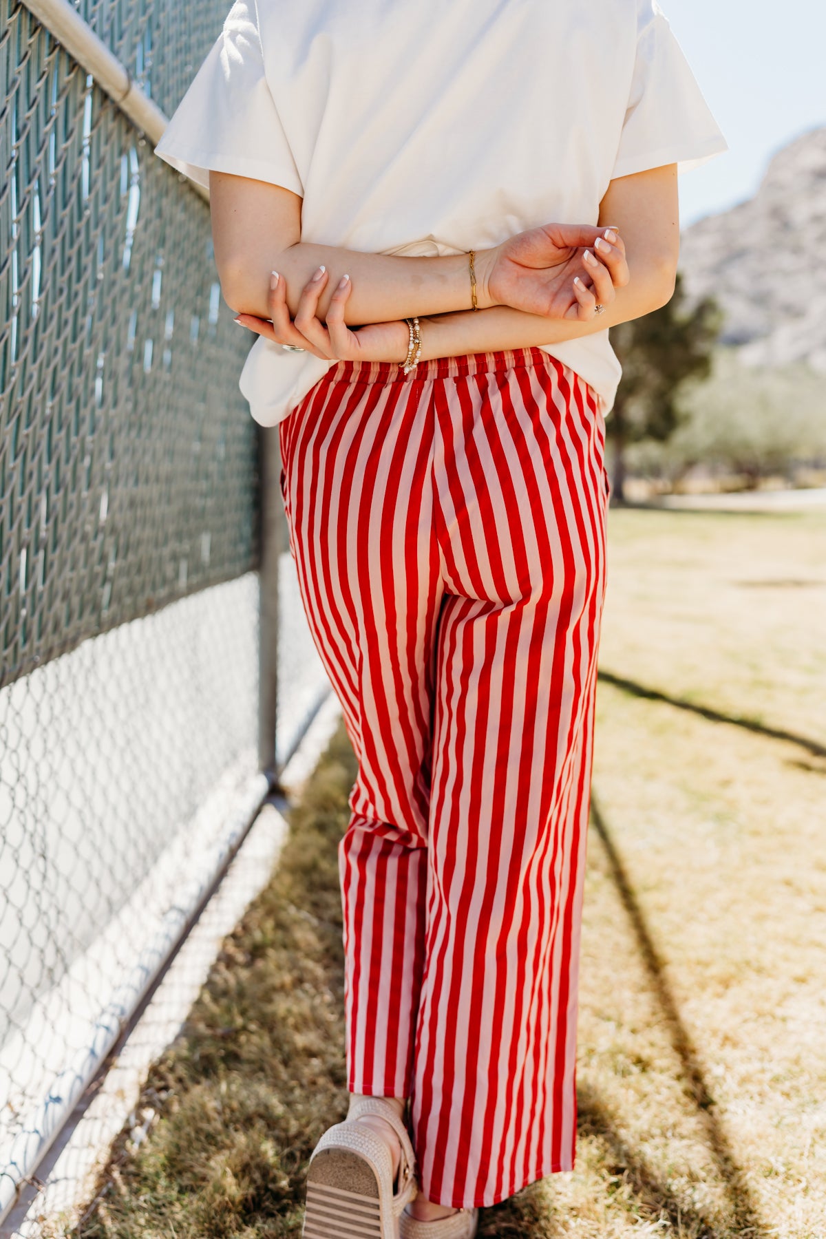 THE MADDY STRIPED DRAWSTRING PANTS IN PINK