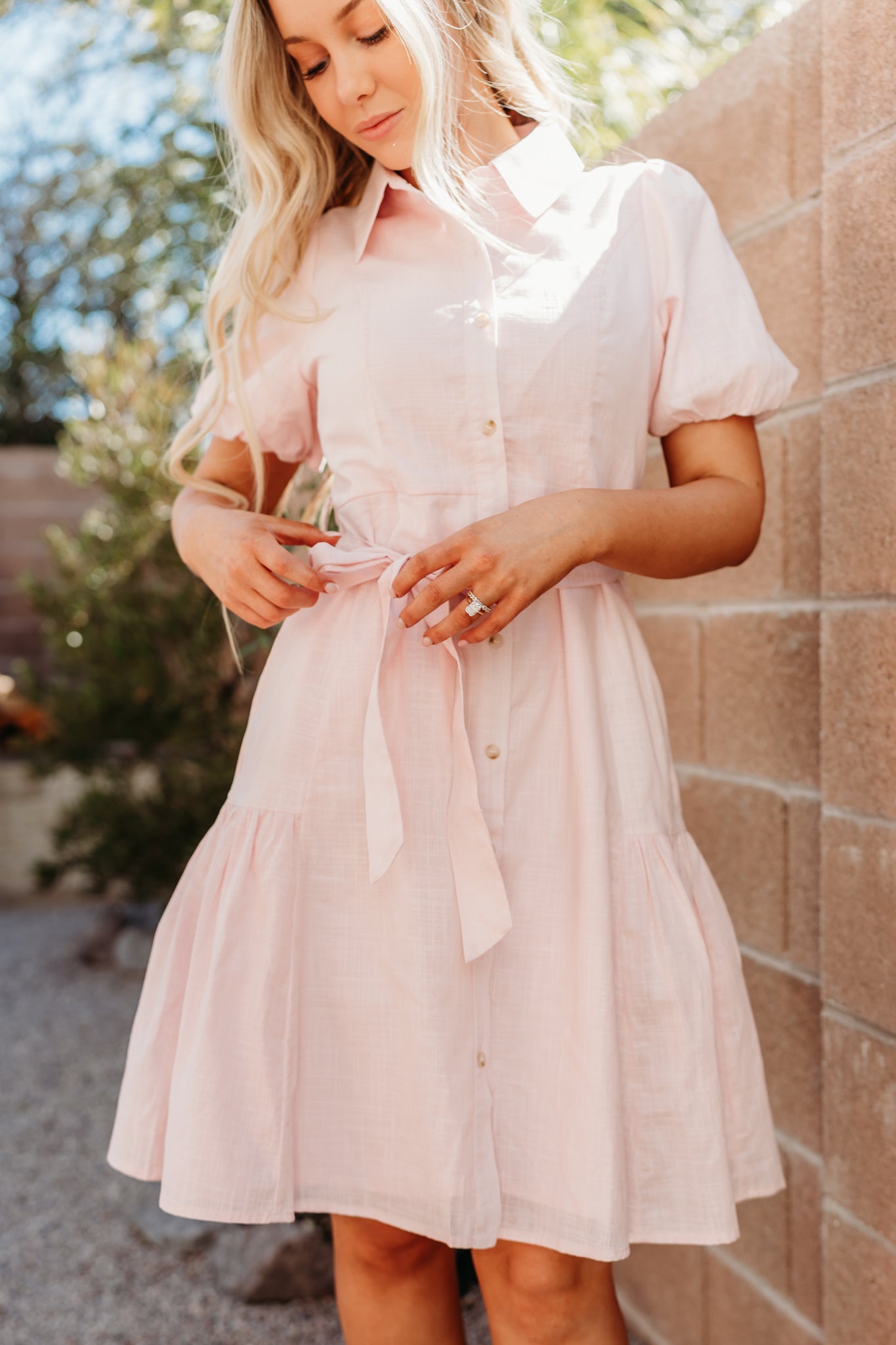 THE ALEXIS BUTTON FRONT DRESS IN PINK