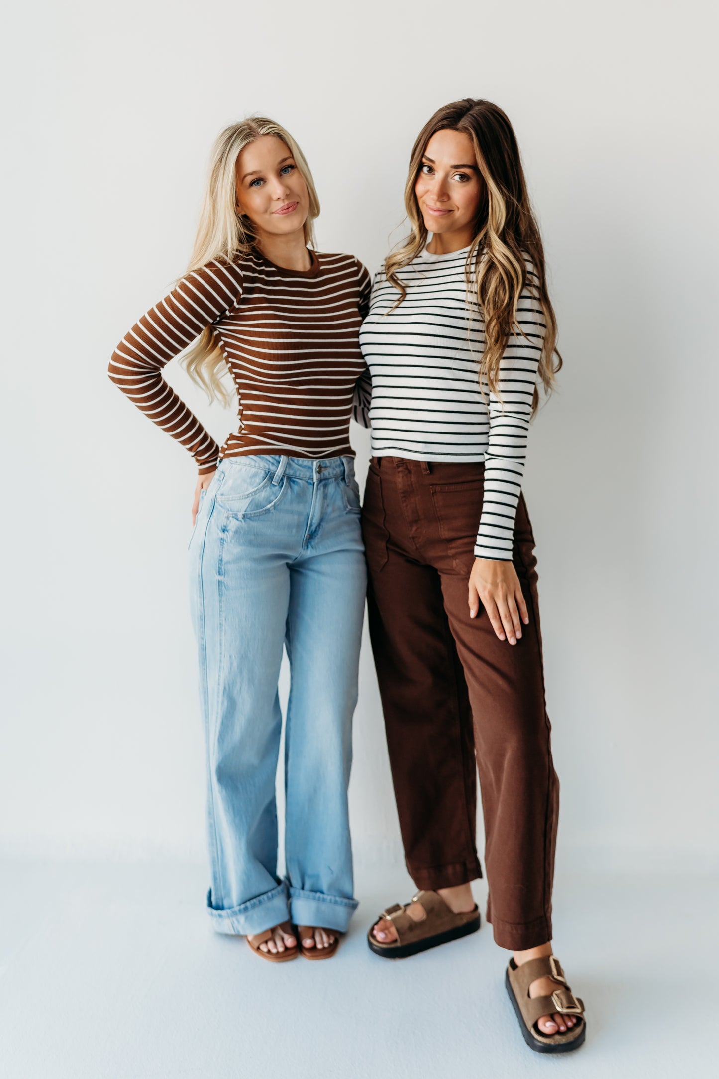 THE TRINITI STRIPED KNIT LONG SLEEVE IN WHITE