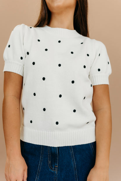 THE PEYTON POLKA DOT SWEATER IN IVORY