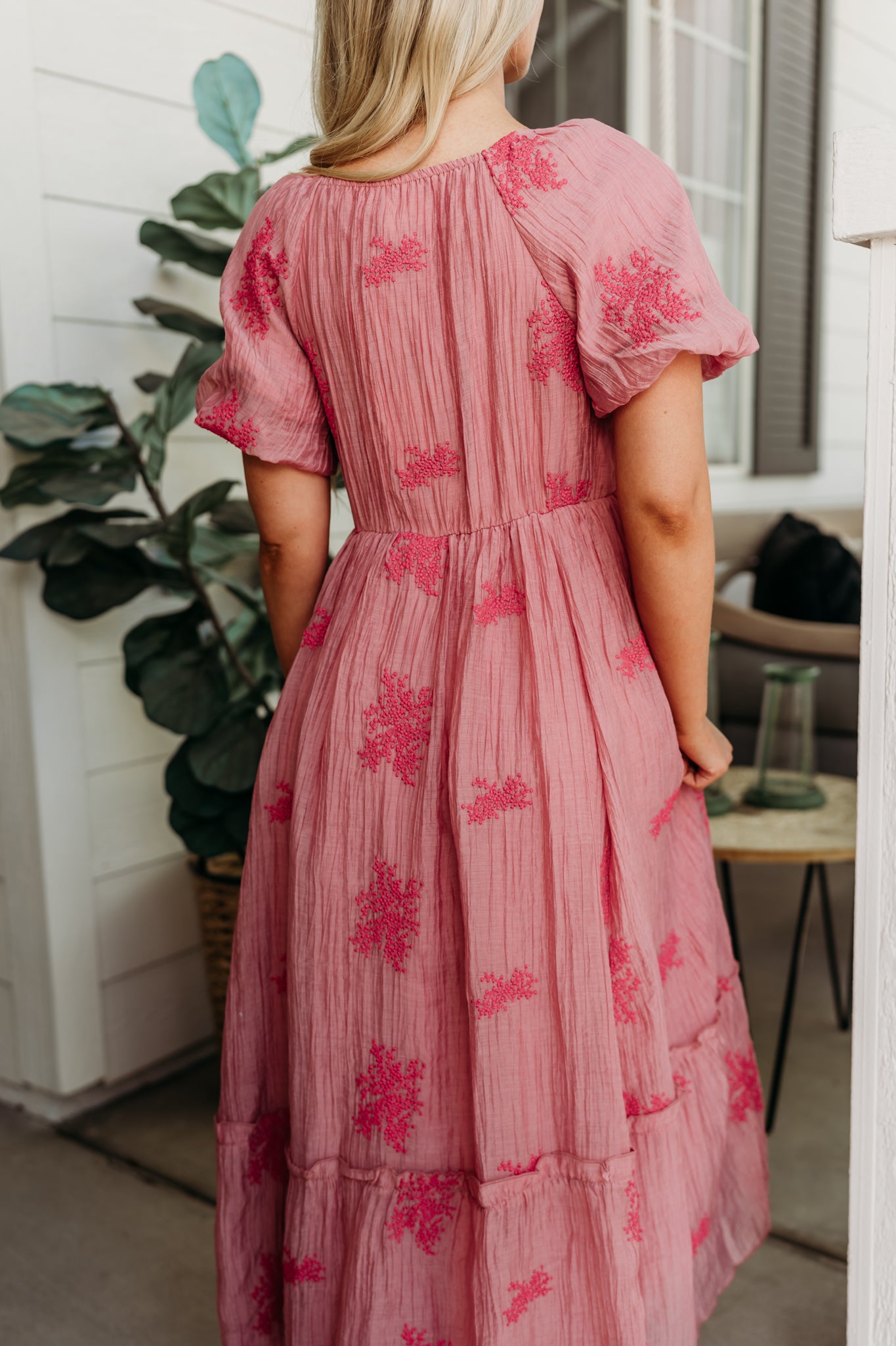 pink party dresses for women Pink Floral-Print Midi Party Dress with Shoulder Ties Pink Floral / XSmall
