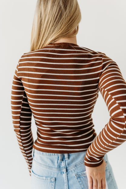 THE TRINITI STRIPED KNIT LONG SLEEVE IN BROWN