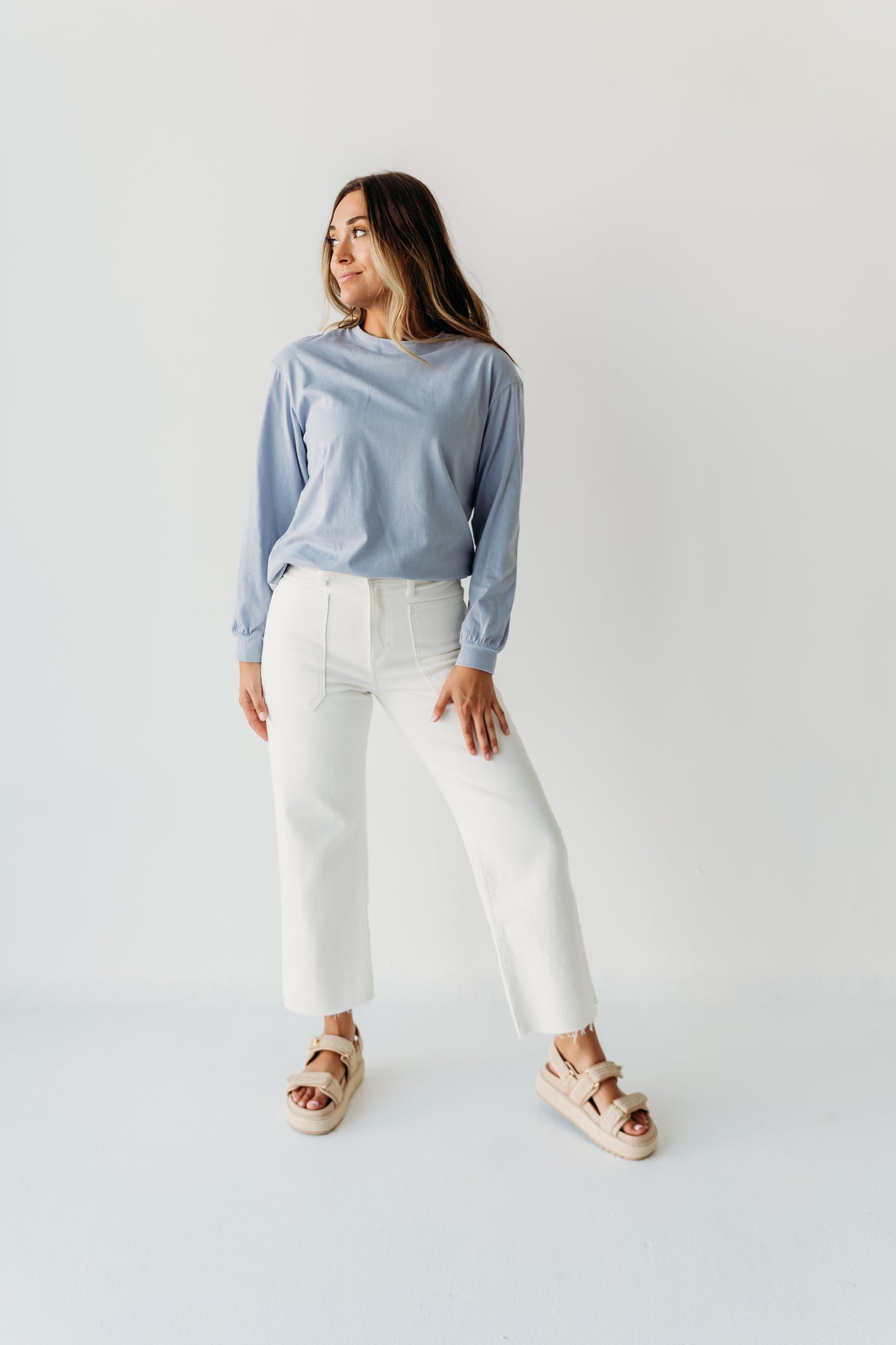 THE KAMRI COTTON LONG SLEEVE IN BLUE