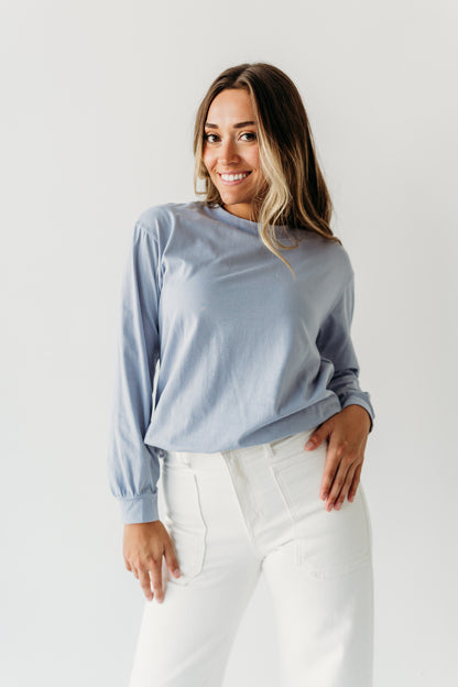 THE KAMRI COTTON LONG SLEEVE IN BLUE