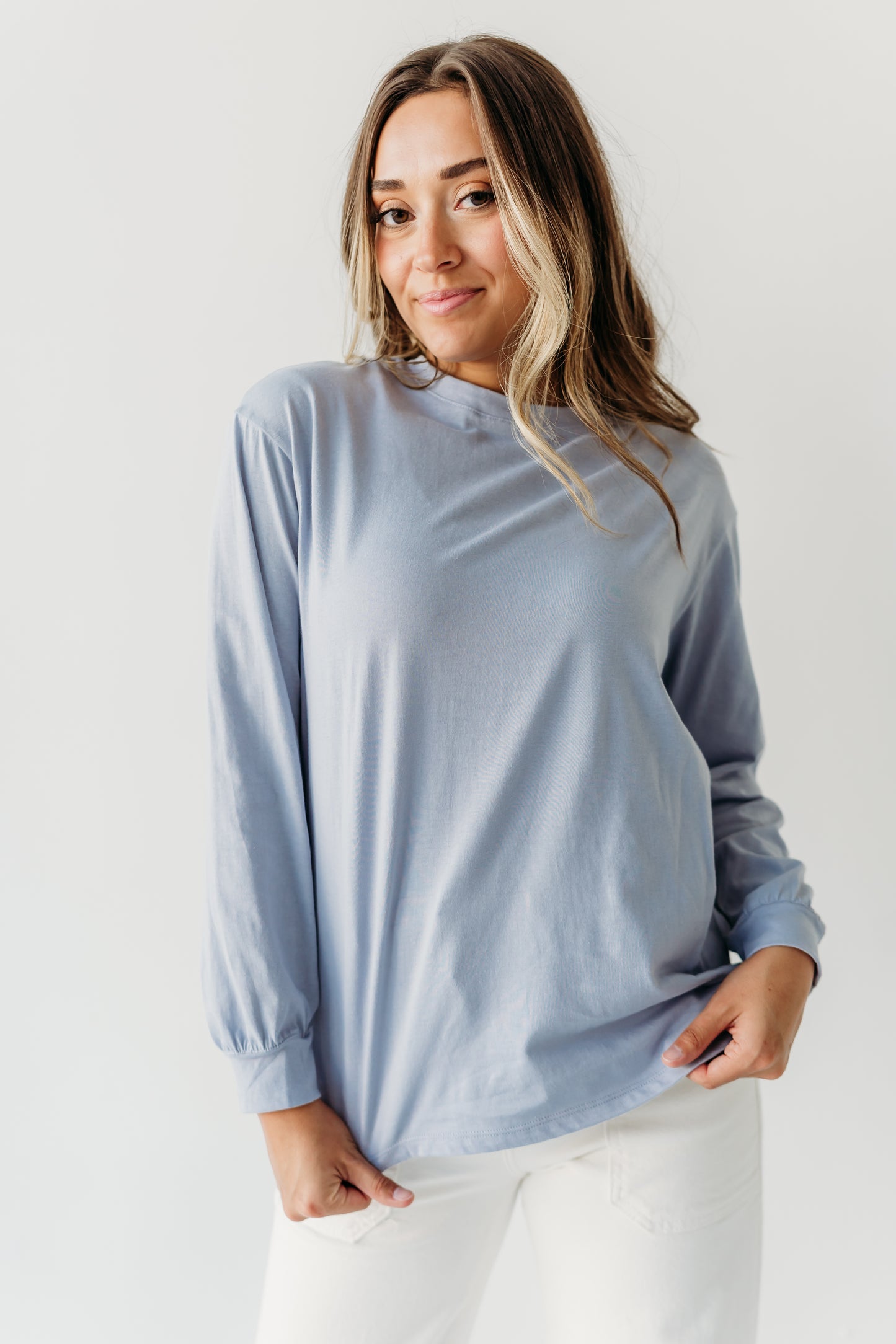 THE KAMRI COTTON LONG SLEEVE IN BLUE