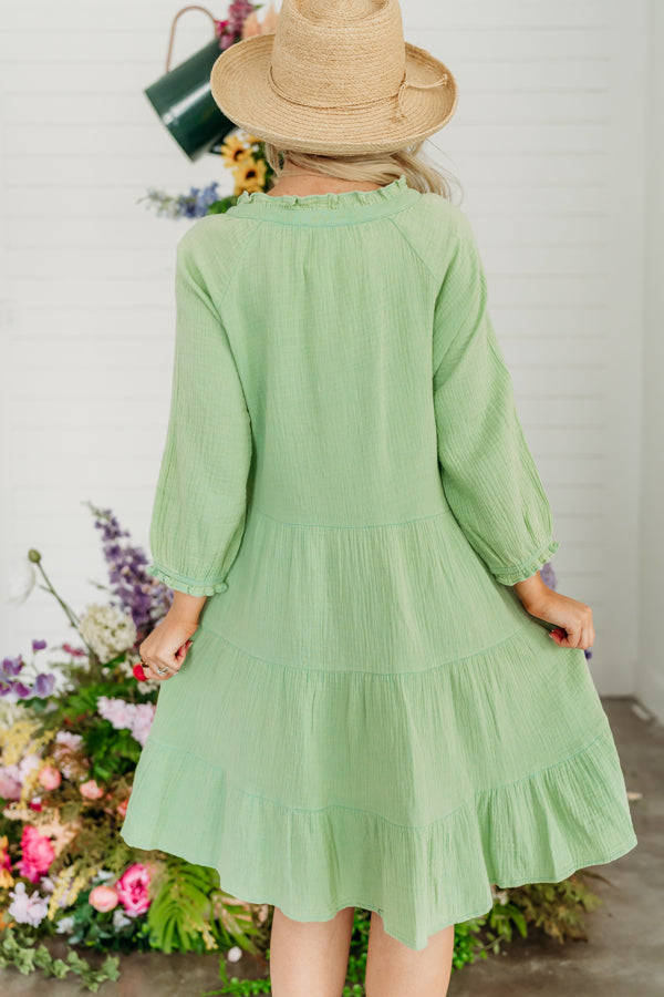 The Maggie Button Down Mini Dress in Sage Medium The Maggie Button Down Mini Dress in Sage Medium