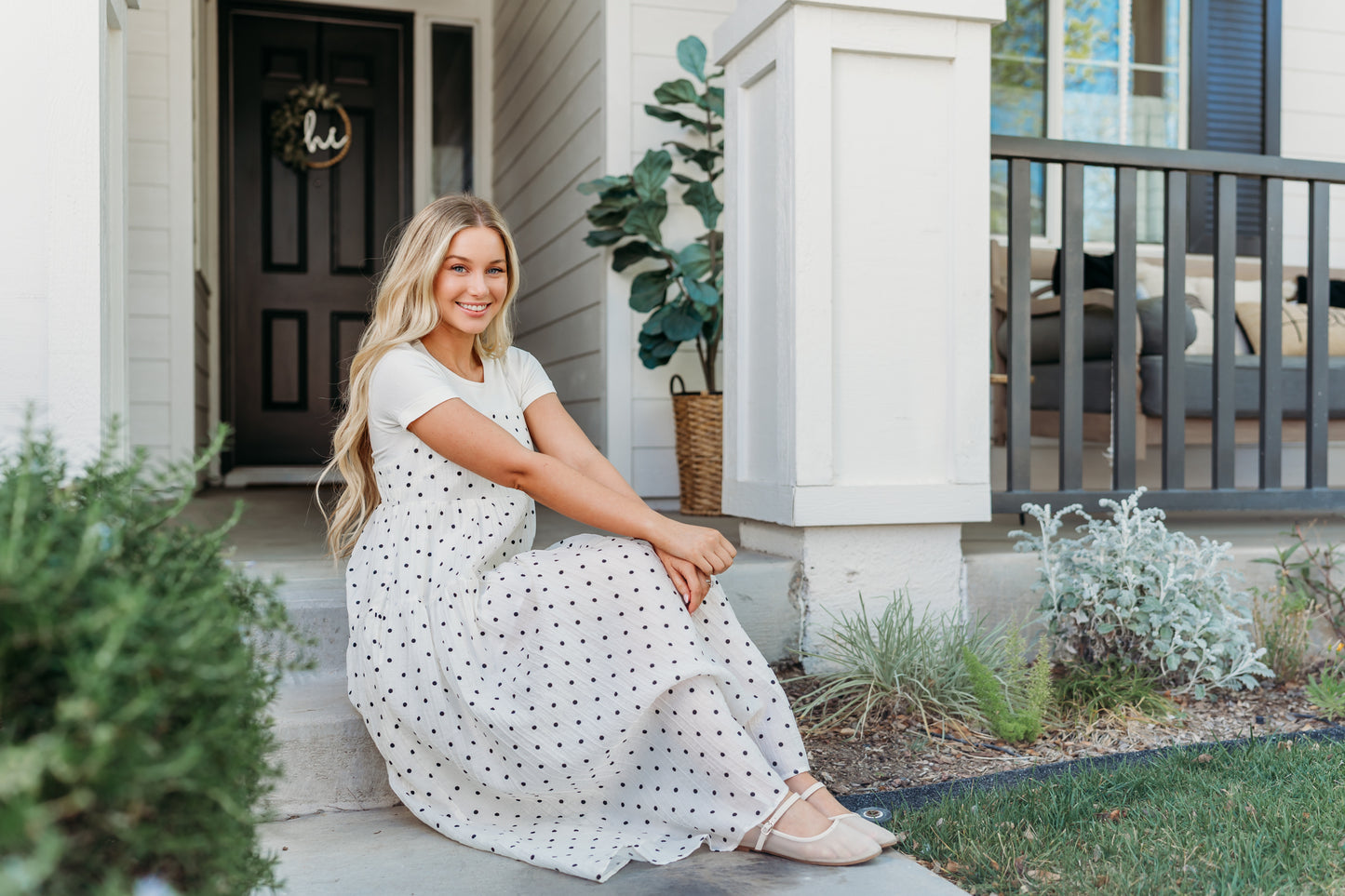 THE HARPER POLKA DOT CAMI DRESS IN IVORY