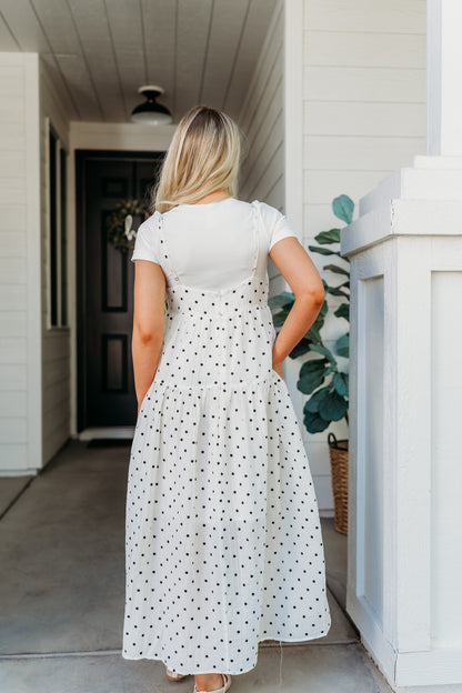 THE HARPER POLKA DOT CAMI DRESS IN IVORY