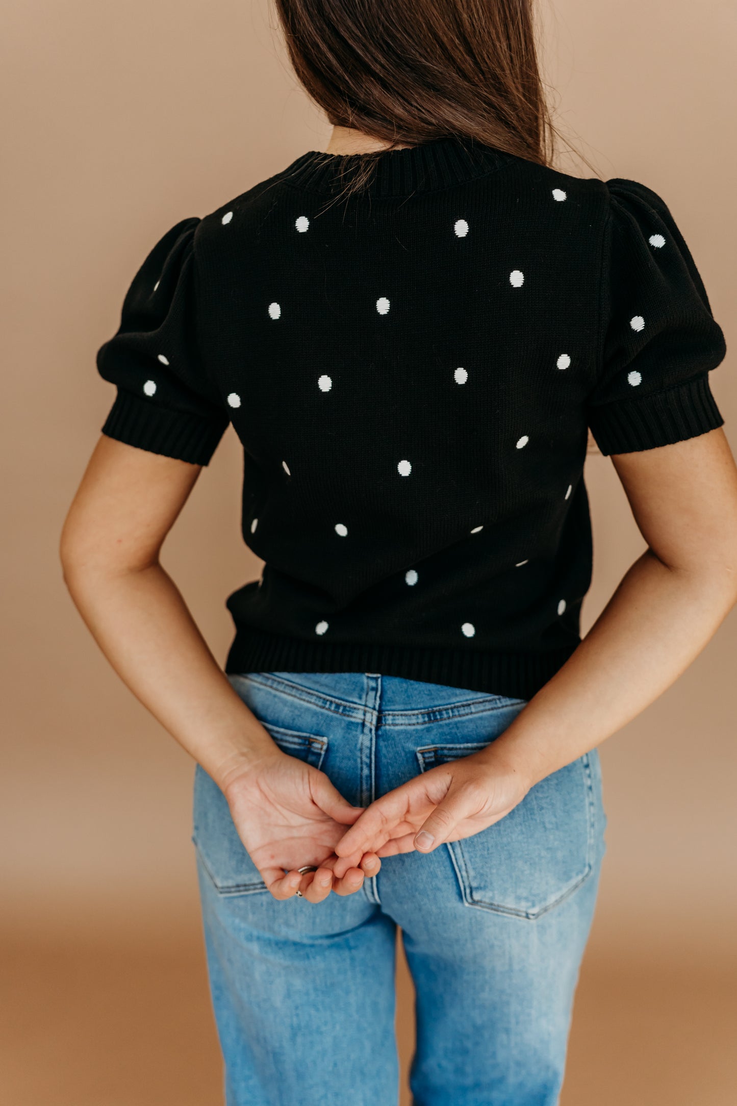 THE PEYTON POLKA DOT SWEATER IN BLACK