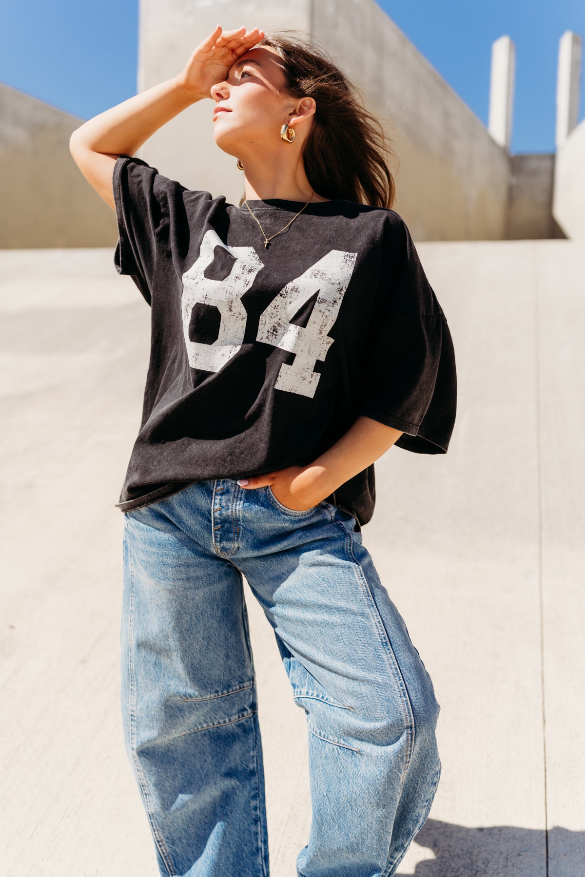 THE 84 OVERSIZED GRAPHIC TEE IN BLACK