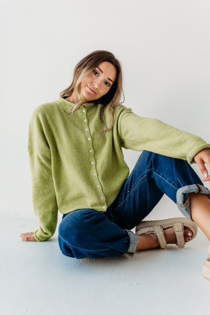 THE CAMPBELL CARDIGAN IN LEMONGRASS