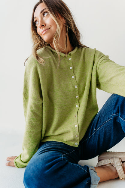 THE CAMPBELL CARDIGAN IN LEMONGRASS