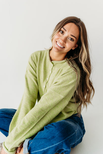 THE CAMPBELL CARDIGAN IN LEMONGRASS