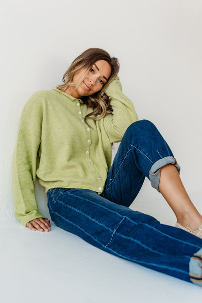 THE CAMPBELL CARDIGAN IN LEMONGRASS