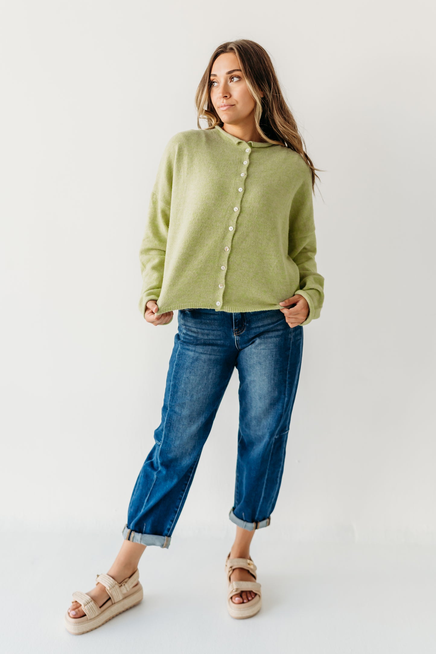 THE CAMPBELL CARDIGAN IN LEMONGRASS