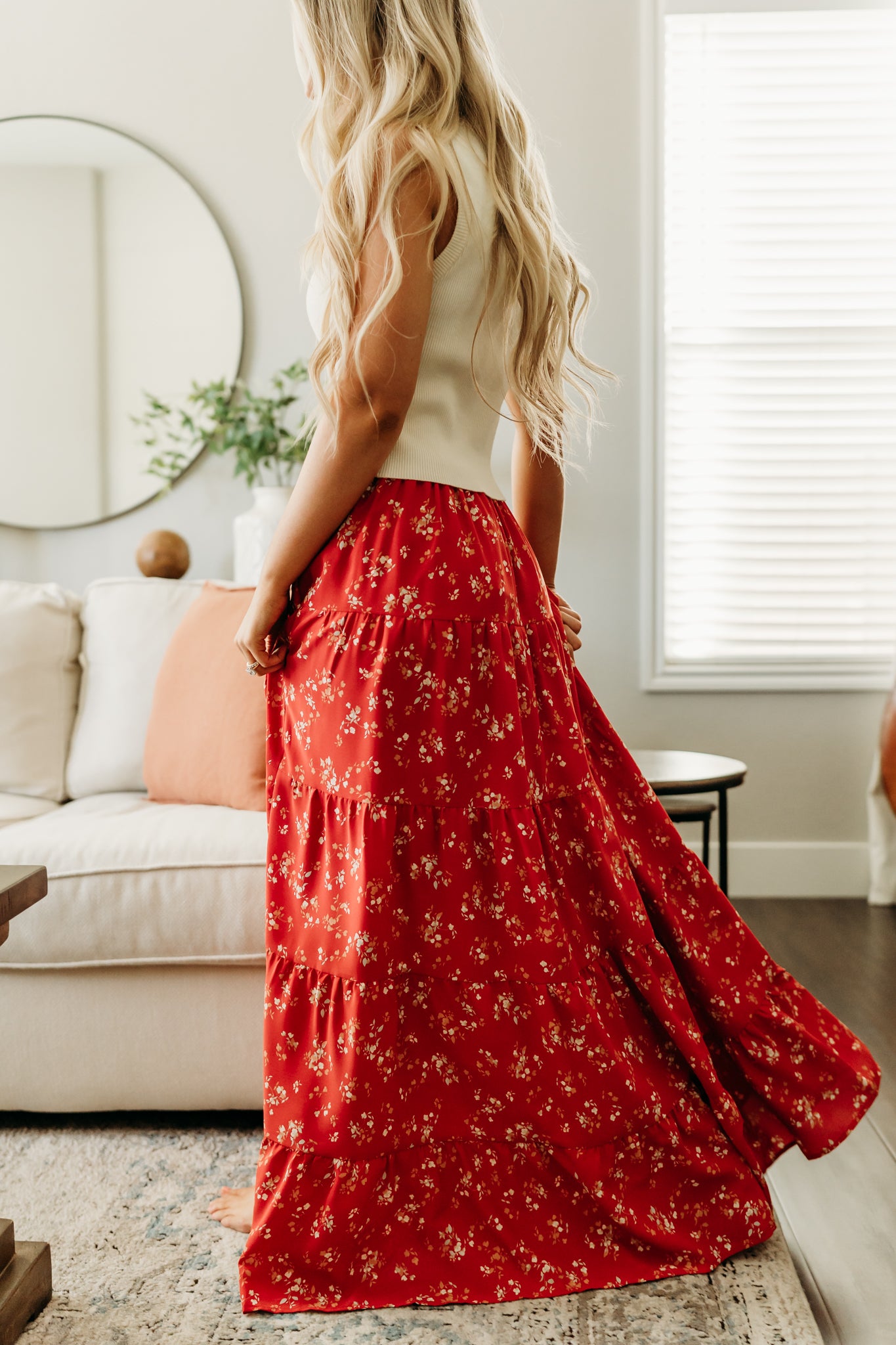 THE LARISSA FLORAL PRINT SKIRT IN RED
