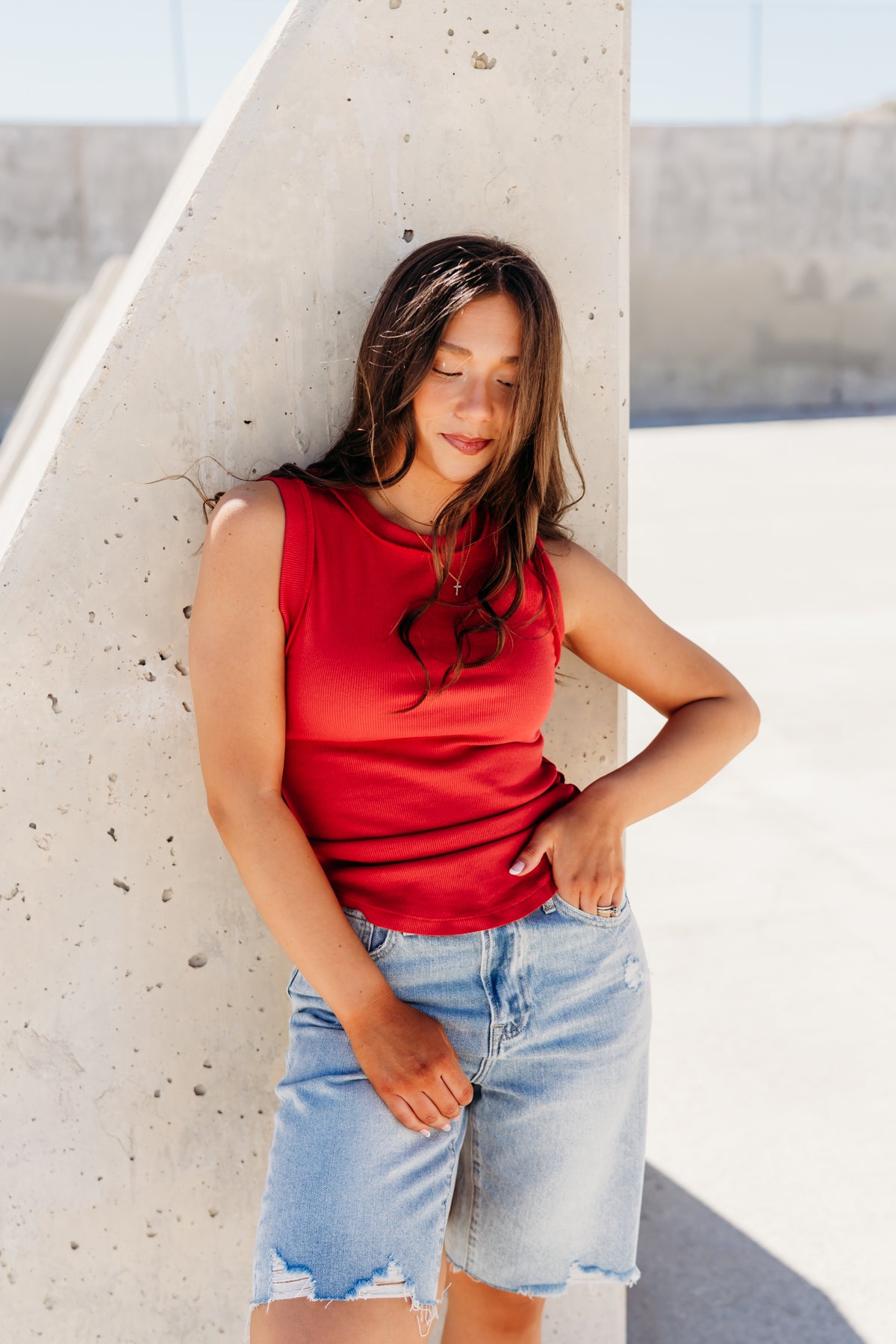 THE LORRAINE SEAM DETAIL TANK IN RED