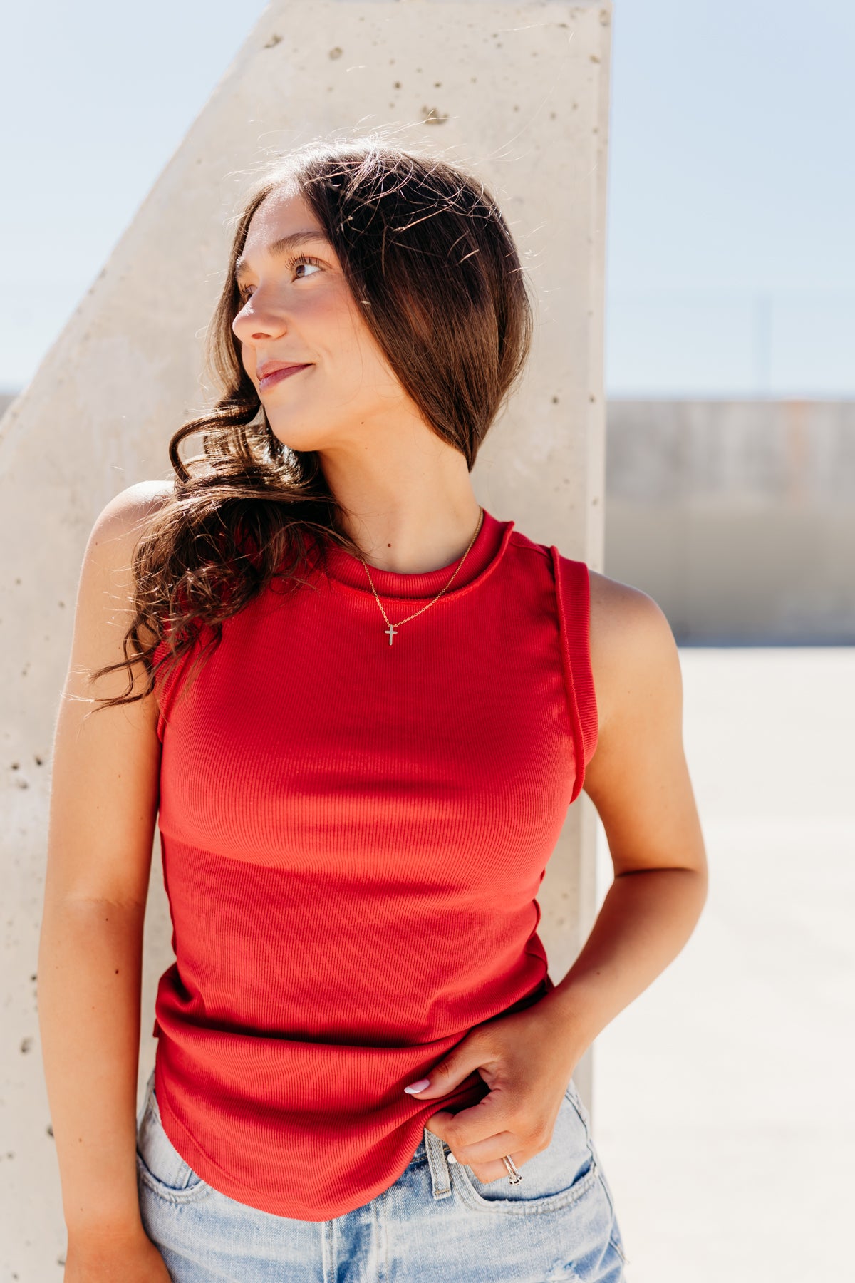 THE LORRAINE SEAM DETAIL TANK IN RED