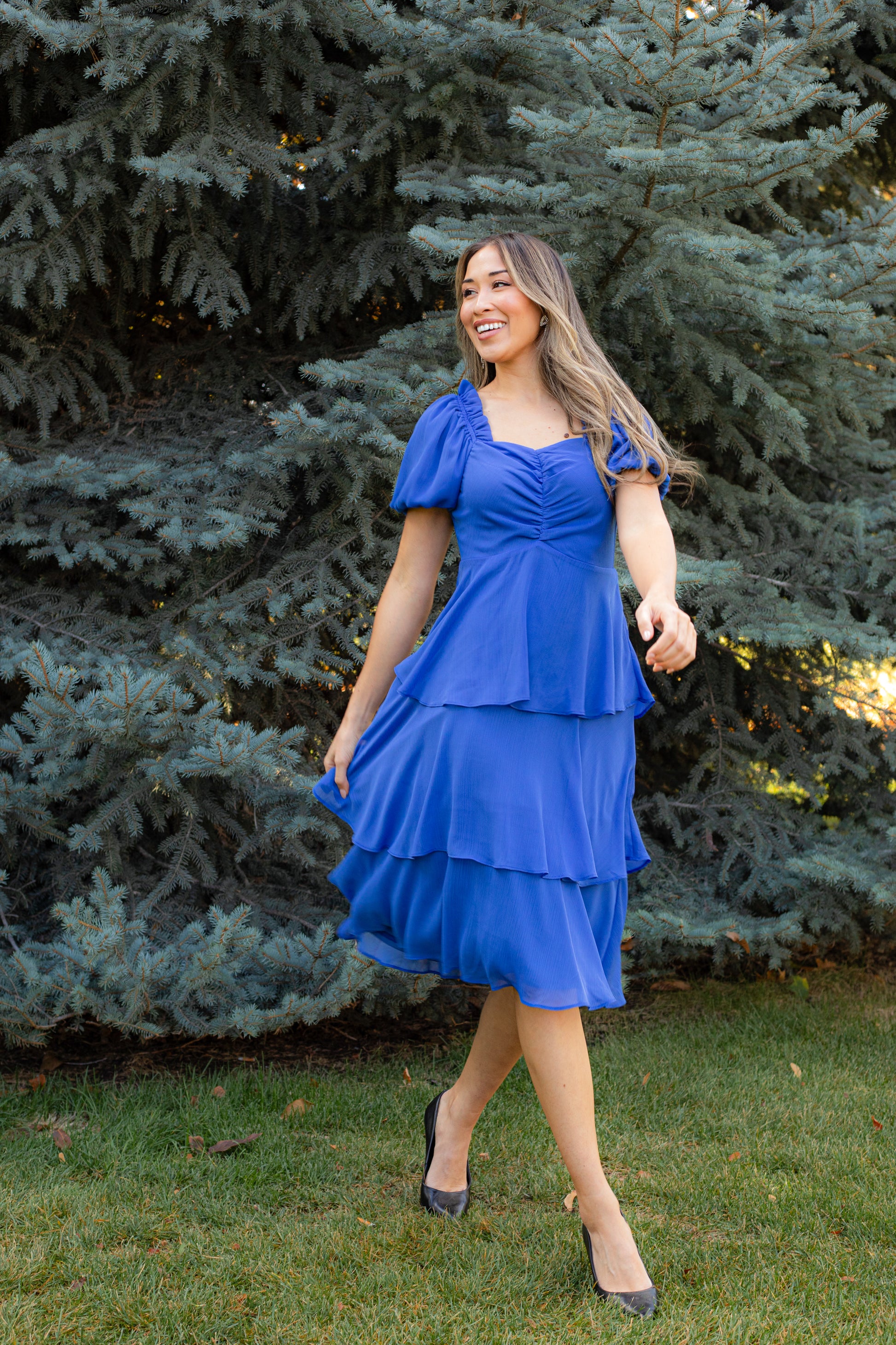 THE ANGEL CHIFFON MIDI DRESS IN BLUE | PINK DESERT Pink Desert THE ANGEL CHIFFON MIDI DRESS IN BLUE | PINK DESERT Pink Desert